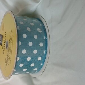 Polka Dots Ribbon - Teal & White